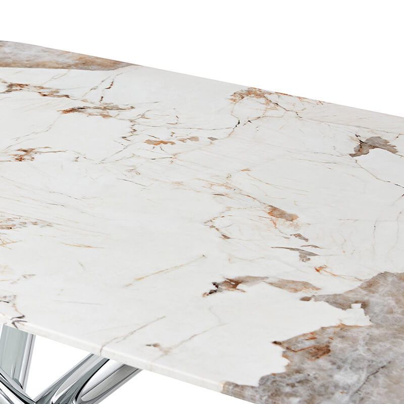 70.87" Modern Faux Marble Glass Dining Table