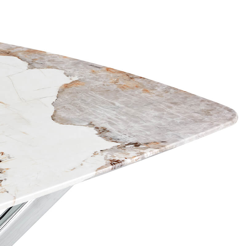 70.87" Modern Faux Marble Glass Dining Table