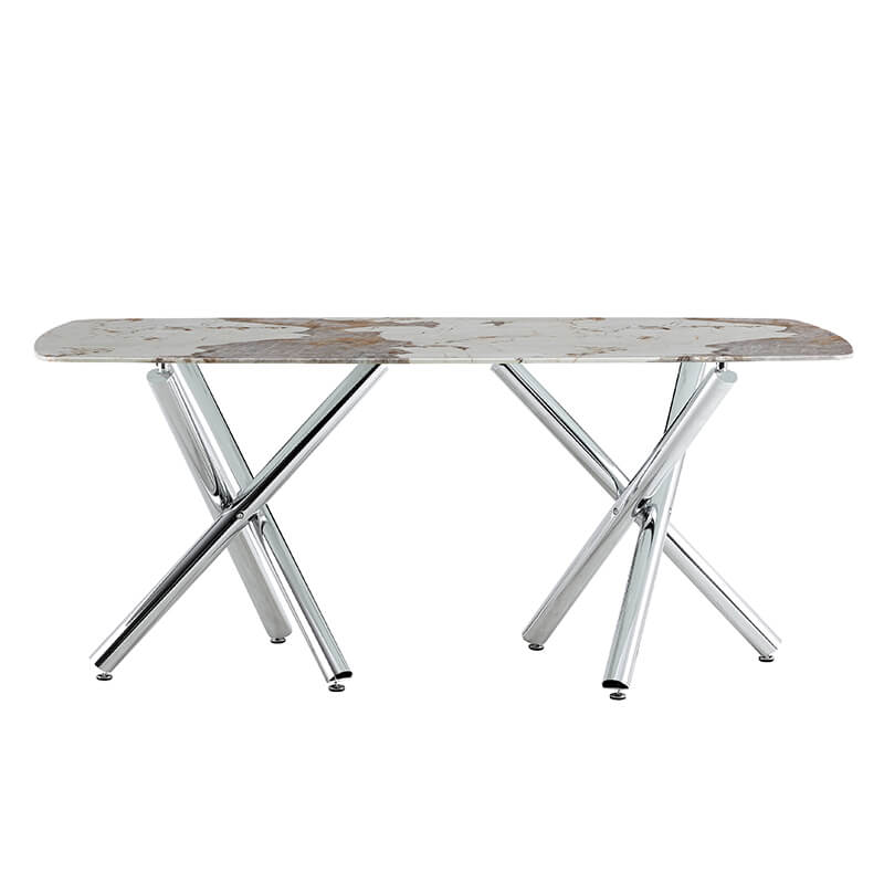 70.87" Modern Faux Marble Glass Dining Table