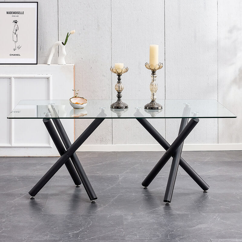 70.9" Modern Rectangular Glass Dining Table