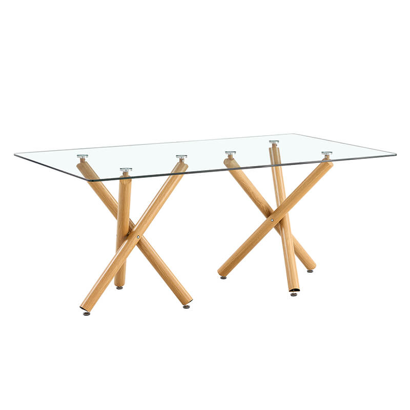 70.9" Modern Rectangular Tempered Glass Dining Table