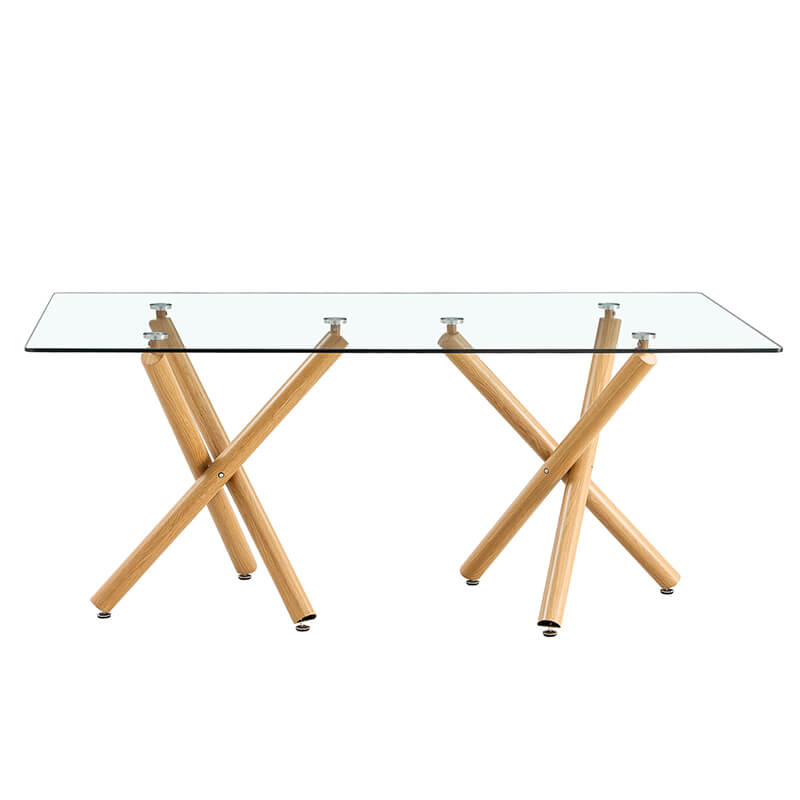 70.9" Modern Rectangular Tempered Glass Dining Table