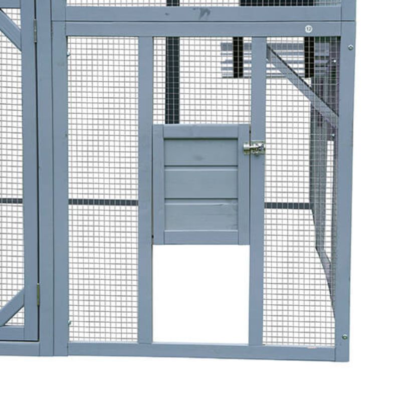 711" Modern Grey Metal and Wood Large Cat Cage