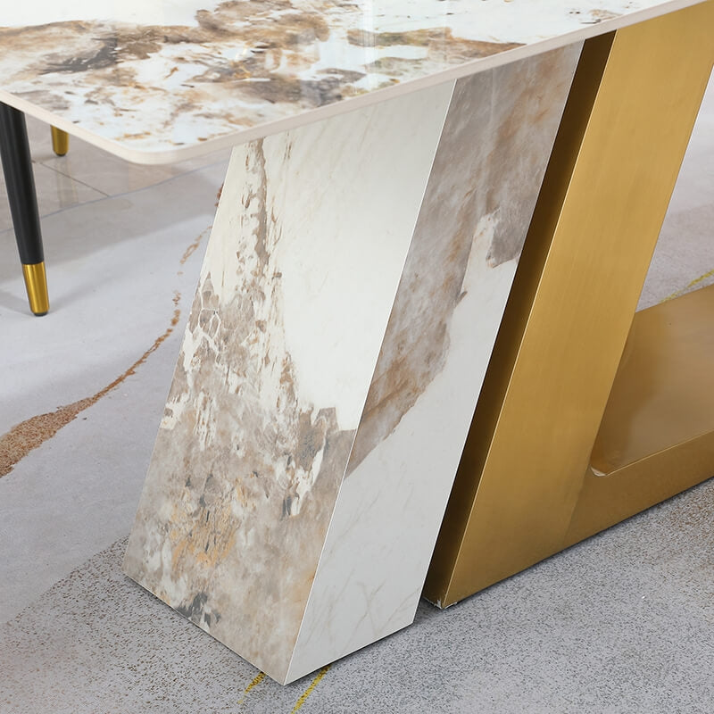 faux marble and l shape base table