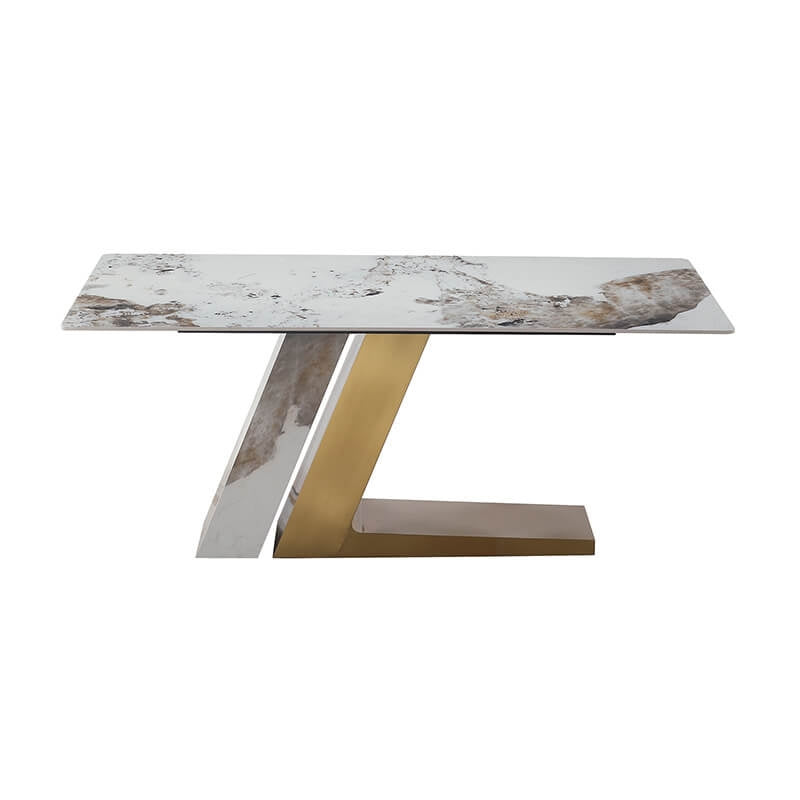 71" Modern Sintered Stone Dining Table with L-Shape Pedestal Base