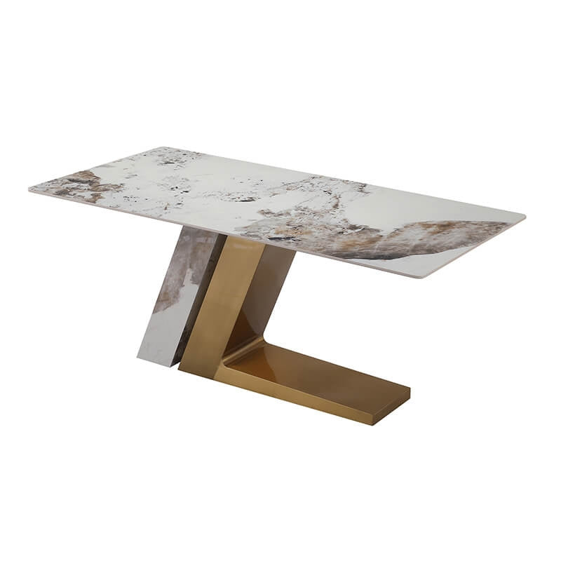 faux marble and l shape base table