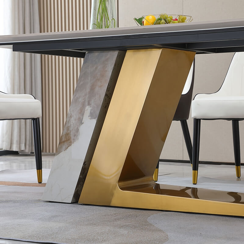 71" Modern Sintered Stone Dining Table with L-Shape Pedestal Base