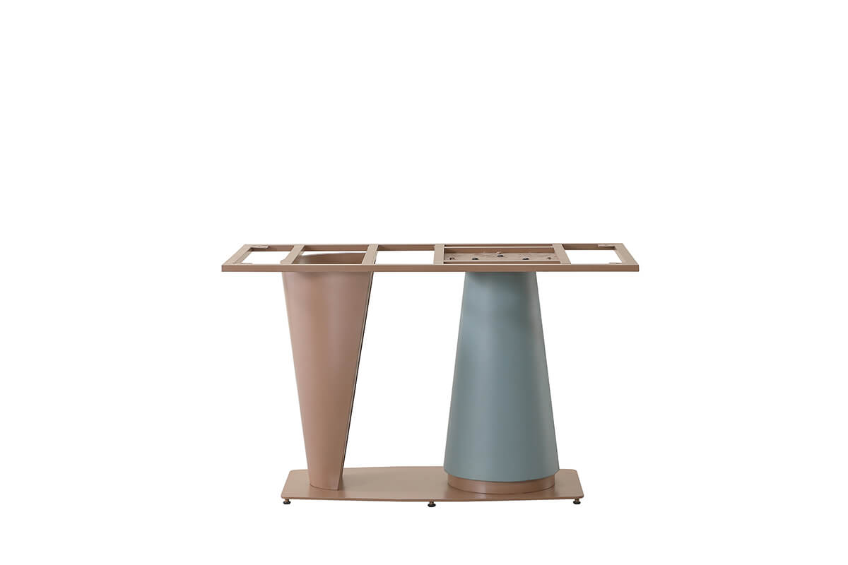 71" Pandora Sintered Stone Dining Table with Cone-shape Champagne and Blue Pedestal Base