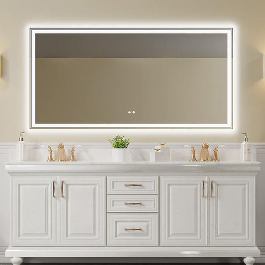 72" x 36" White LED Bathroom Mirror with Front and Back Light