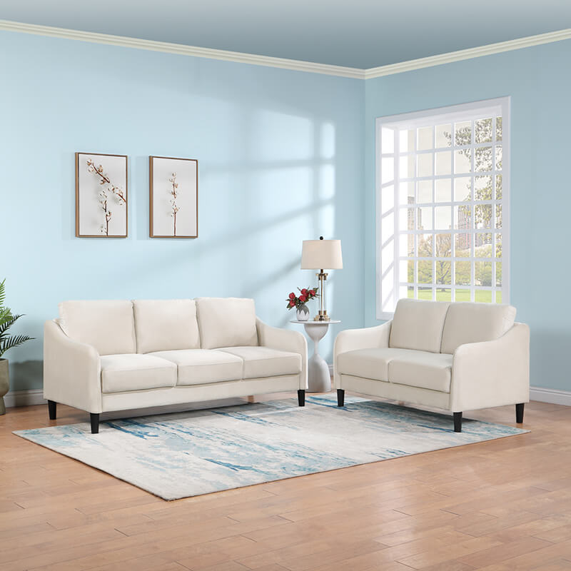 73.22" Modern Beige Upholstered 3-Seater Sofa