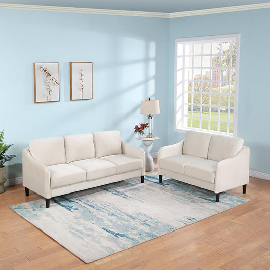 73.22" Modern Beige Upholstered 3-Seater Sofa