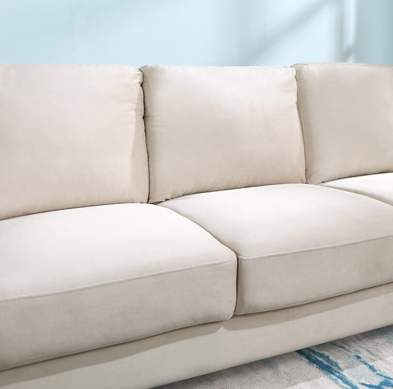 73.22" Modern Beige Upholstered 3-Seater Sofa