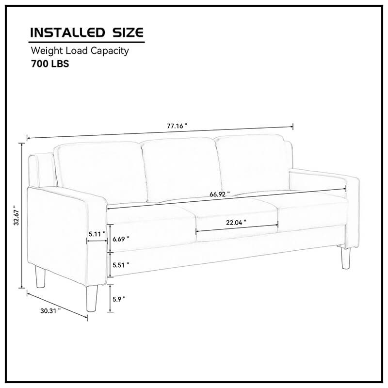 Beige 3-Seater Sofa