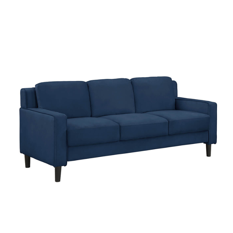 77.16" Modern Velvet Blue 3-Seater Sofa