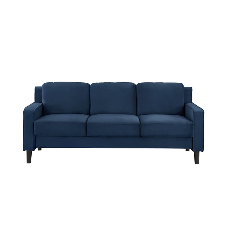 77.16" Modern Velvet Blue 3-Seater Sofa