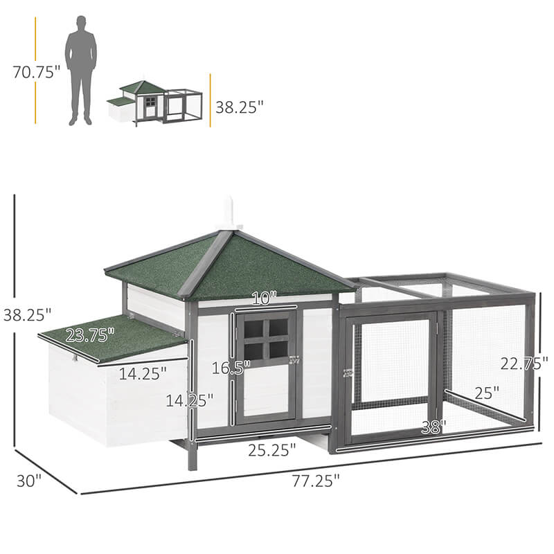 Outdoor Chicken Coop with Detachable Run 