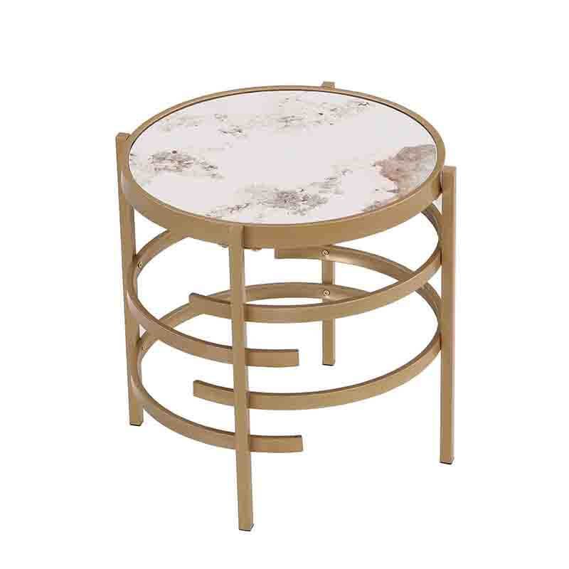 20.6" Modern Golden Pandora Sintered Stone End Coffee Table