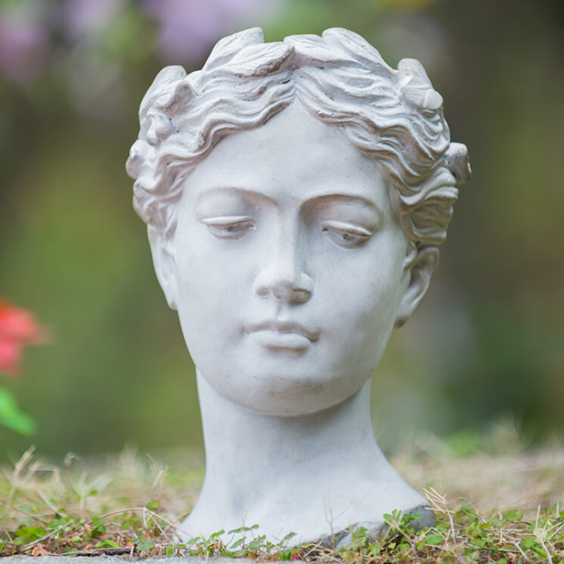 7" x 11" Greek Goddess Cement Head Planter