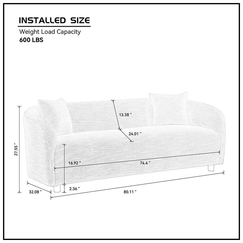 3-Seater Beige Curved Sofa