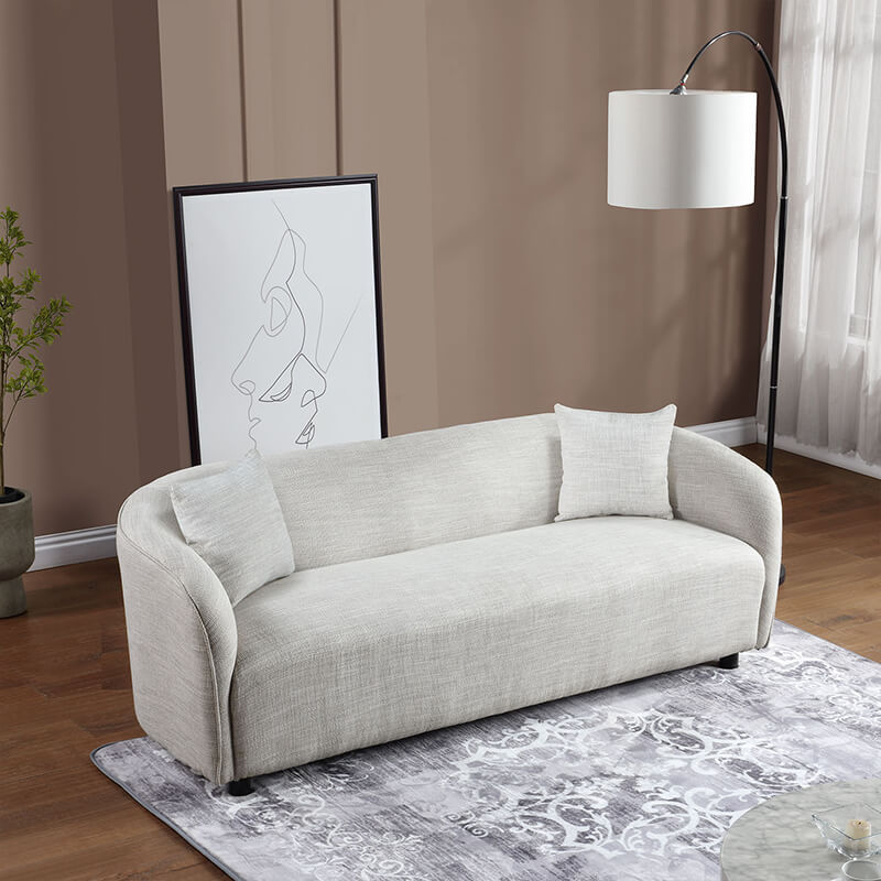 82" Modern 3-Seater Gray Curved Upholstered Sofa