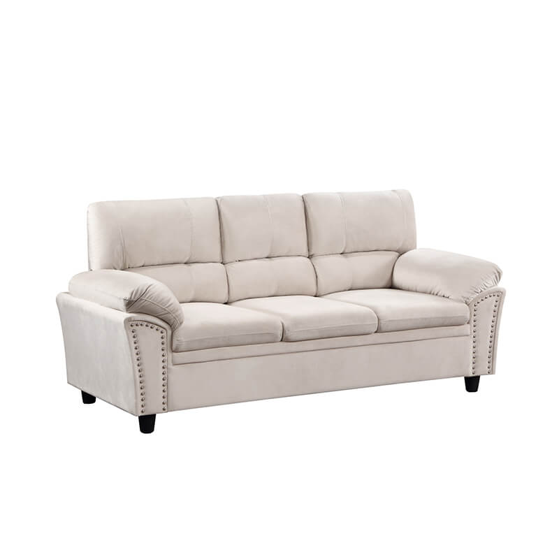 83.26" Modern 3-Seater Beige Sofa Couch