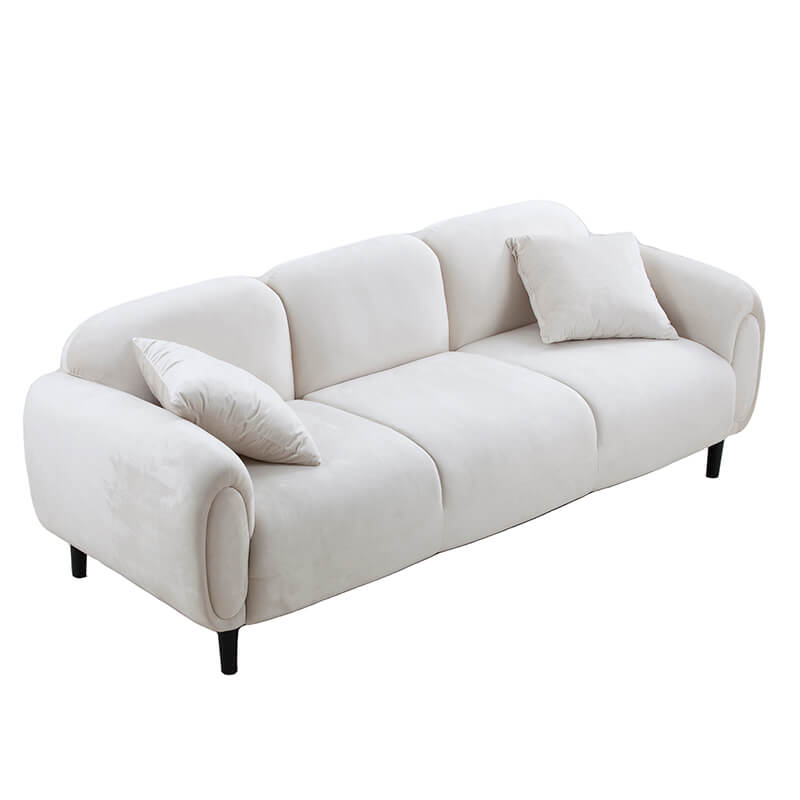 83.9" Modern 3-seater Beige Sofa with Solid Wood Legs