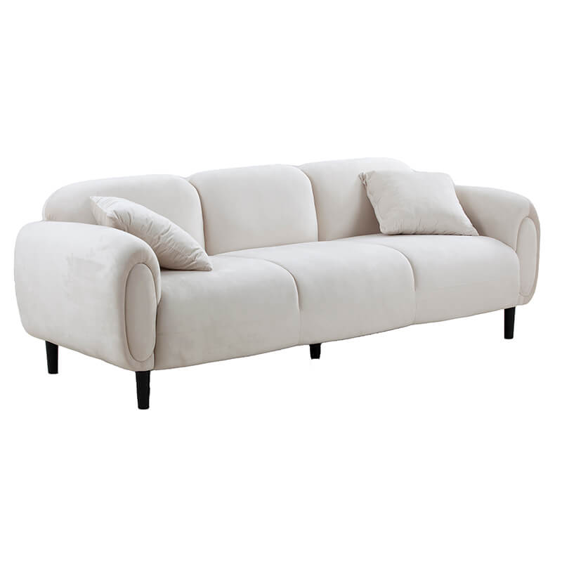 83.9" Modern 3-seater Beige Sofa with Solid Wood Legs