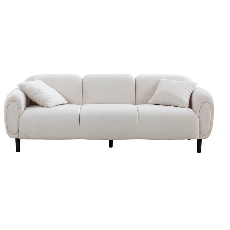 83.9" Modern 3-seater Beige Sofa with Solid Wood Legs