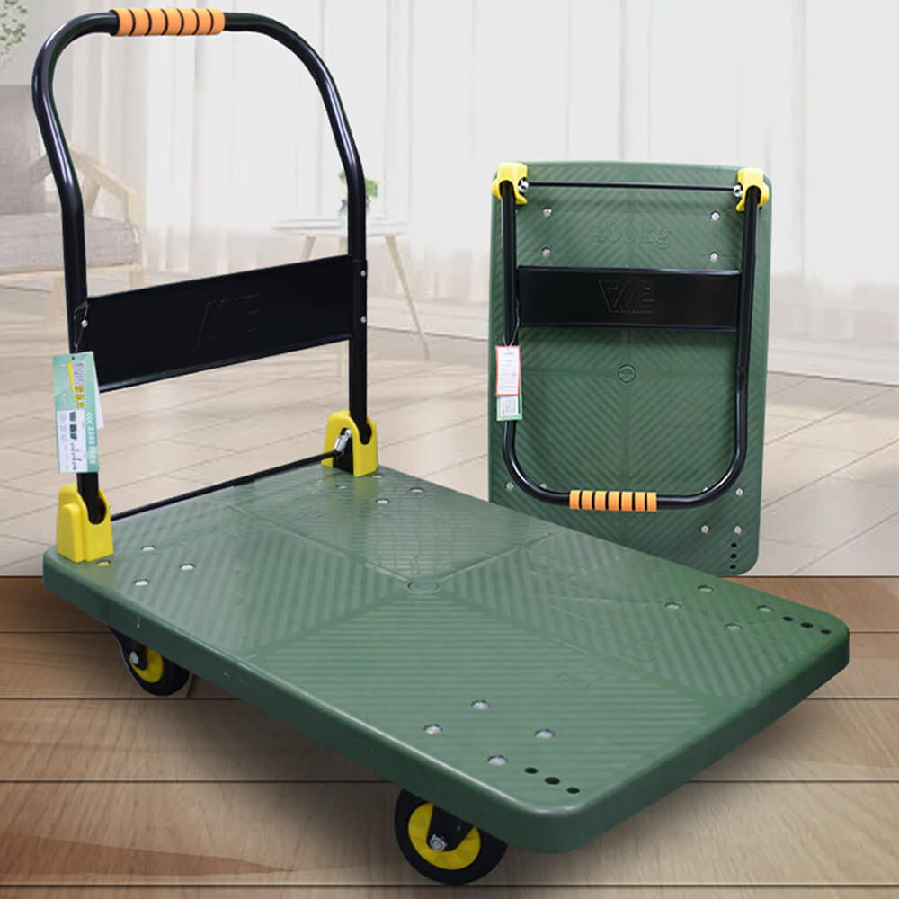 880lbs Capacity Green Portable Dolly Push Collapsible Loading Hand Cart