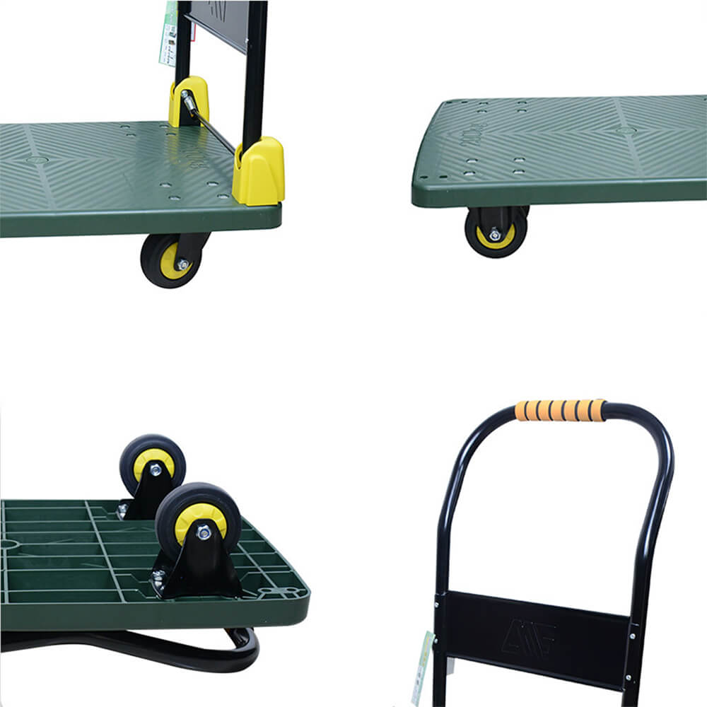 880lbs Capacity Green Portable Dolly Push Collapsible Loading Hand Cart