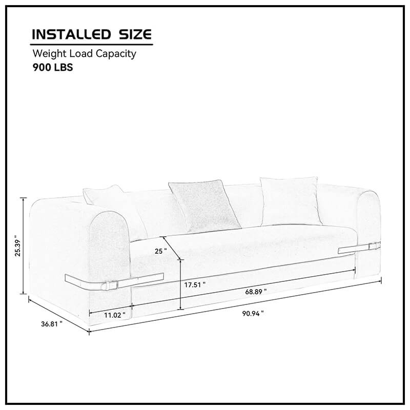 90.94" Modern Beige Sofa 