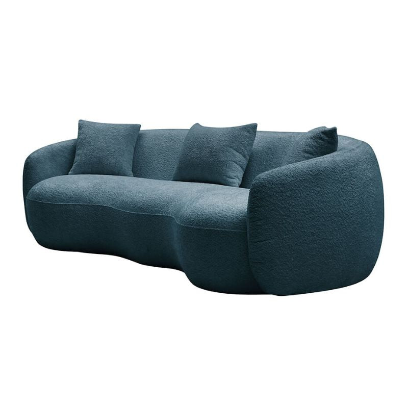 93.6" Modern 4-Seat Curved Sofa - Blue Boucle Fabric