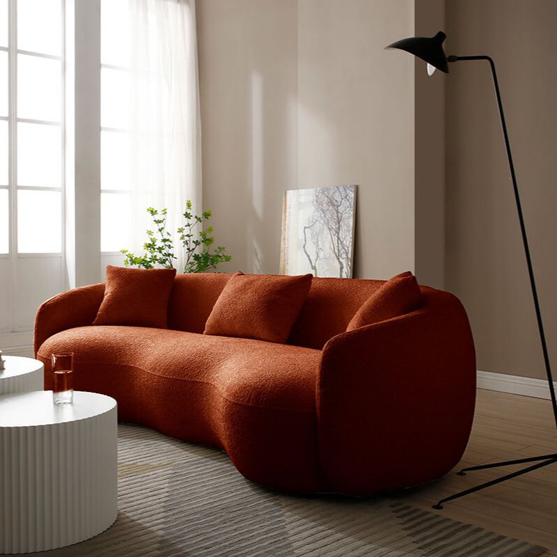 93.6" Modern 4-Seat Curved Sofa - Orange Boucle Fabric