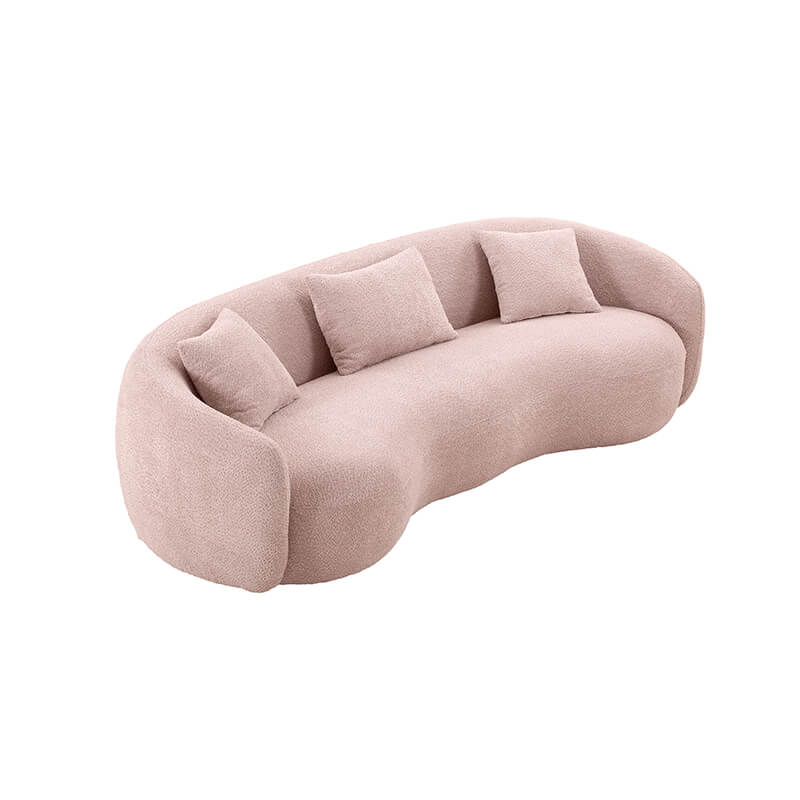 93.6" Modern 4-Seat Curved Sofa - Pink Boucle Fabric