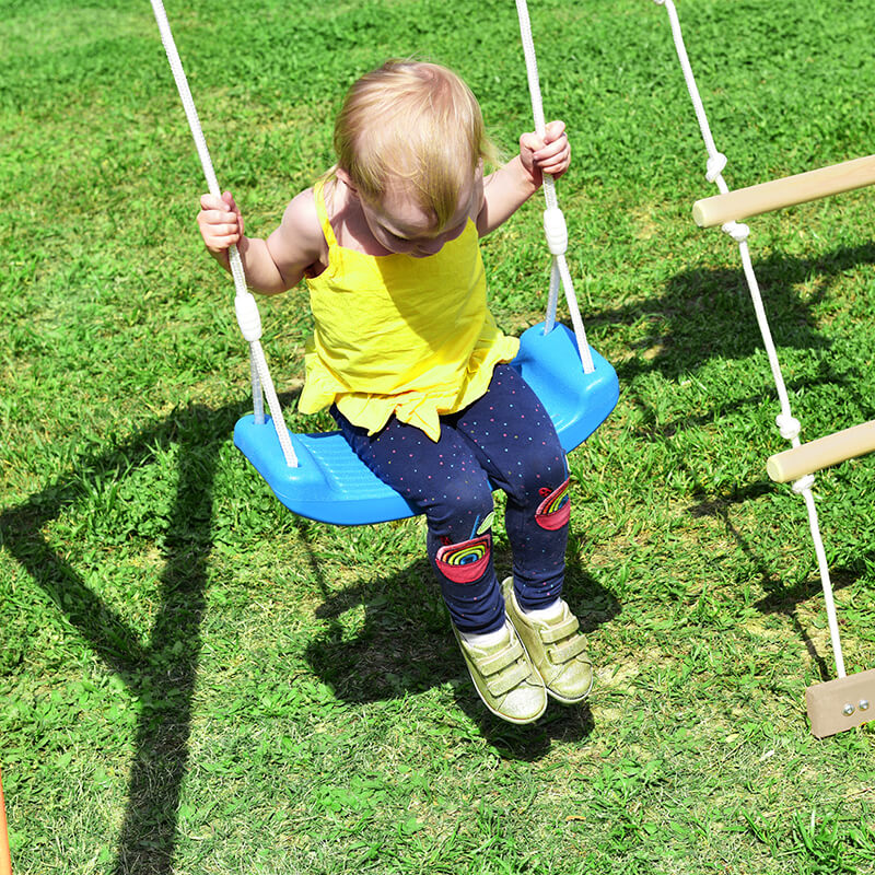 95" Playground Wooden Swing Set with Blue Slide