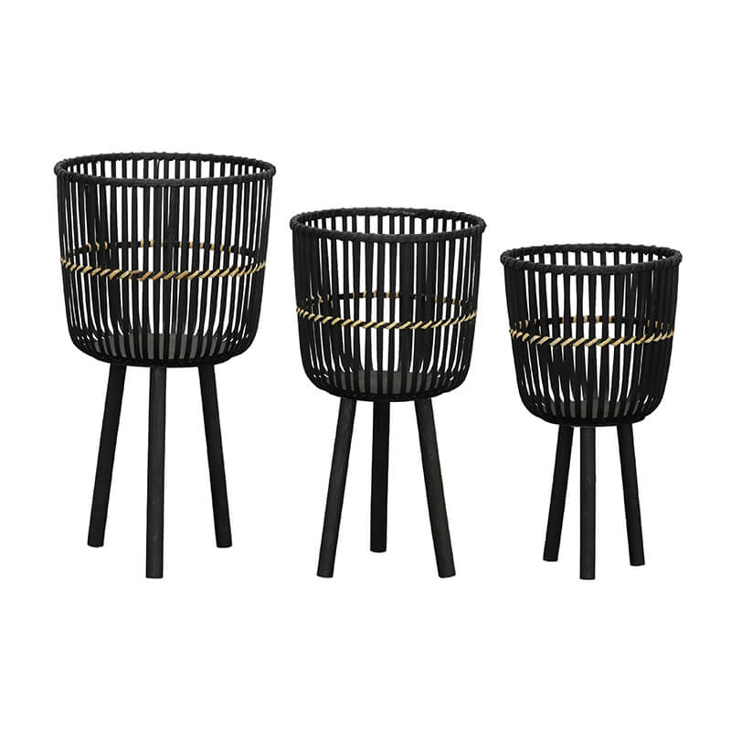 Black Bamboo Footed Plant Stands