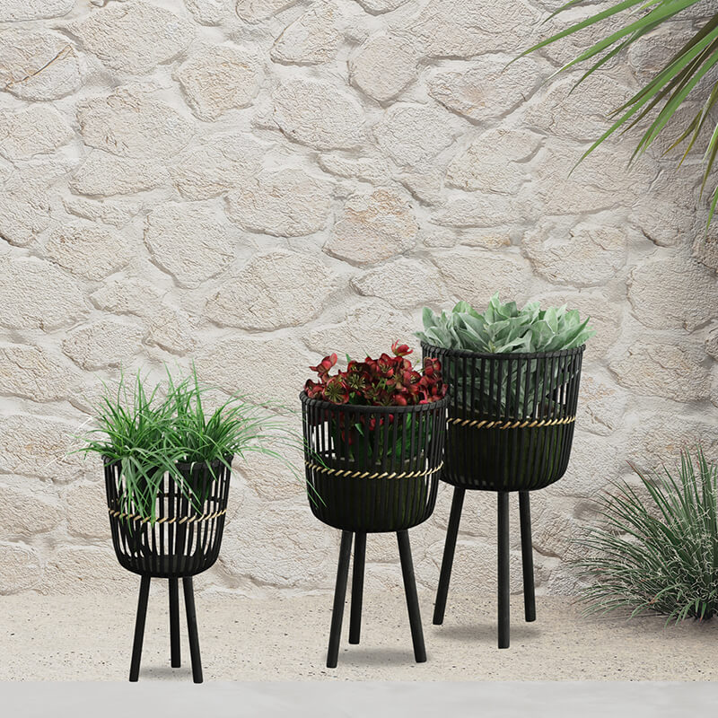 Black Bamboo Footed Plant Stands