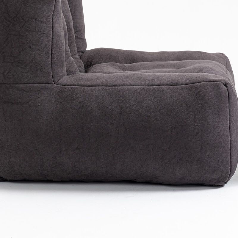 30" Black Fluffy Bean Bag Chair with Memory Foam and Ottoman