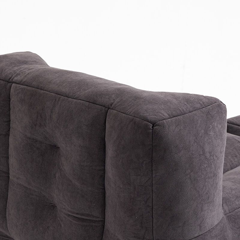 30" Black Fluffy Bean Bag Chair with Memory Foam and Ottoman