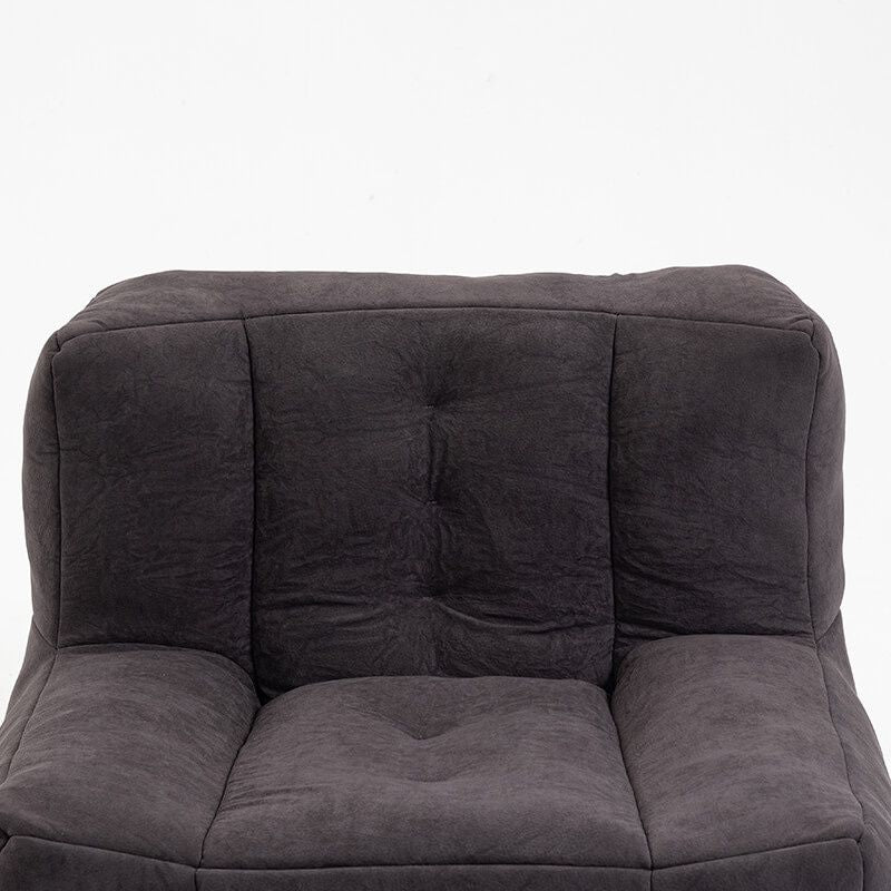 30" Black Fluffy Bean Bag Chair with Memory Foam and Ottoman