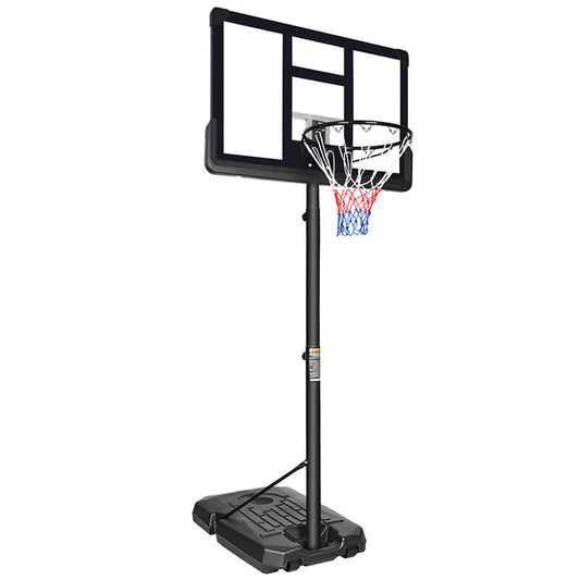 Black Portable Iron Basketball Hoop with 44" Backboard and Wheels - Adjustable Height 6.6ft - 10ft