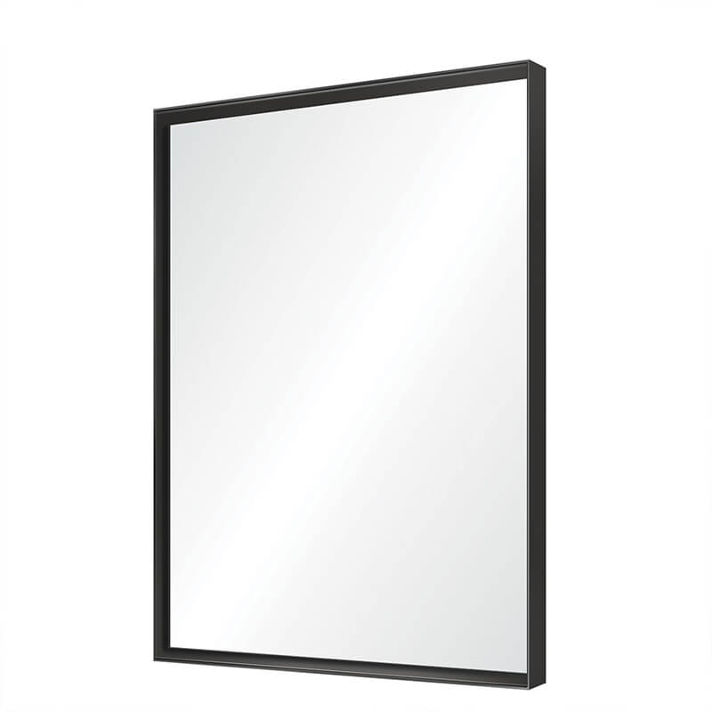 Black Rectangle Wall-Mounted Beveled Bathroom Mirror - W48" x H30"