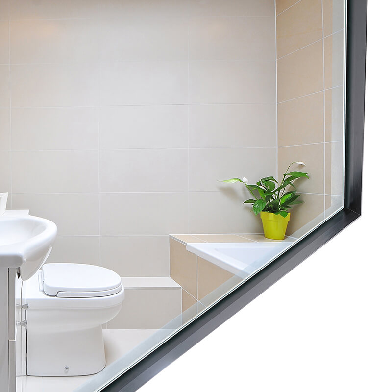 Black Rectangle Wall-Mounted Beveled Bathroom Mirror - W48" x H30"