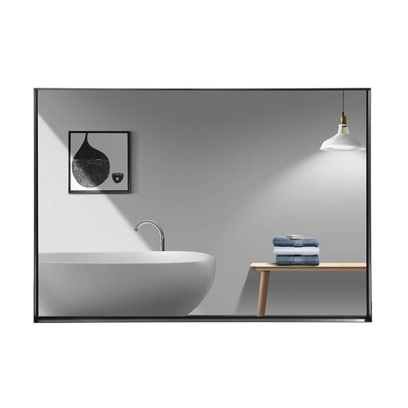 Black Square Angle Metal-frame Wall-mounted Rectangle Bathroom Vanity Mirror 36" x 24"