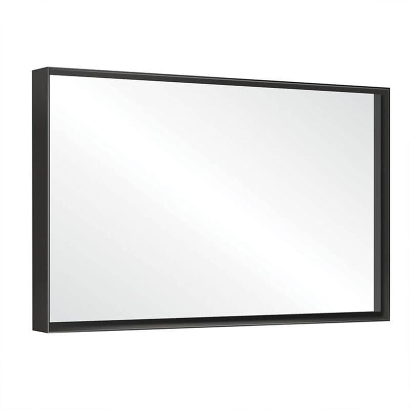 Black Square Angle Metal-frame Wall-mounted Rectangle Bathroom Vanity Mirror 36" x 24"