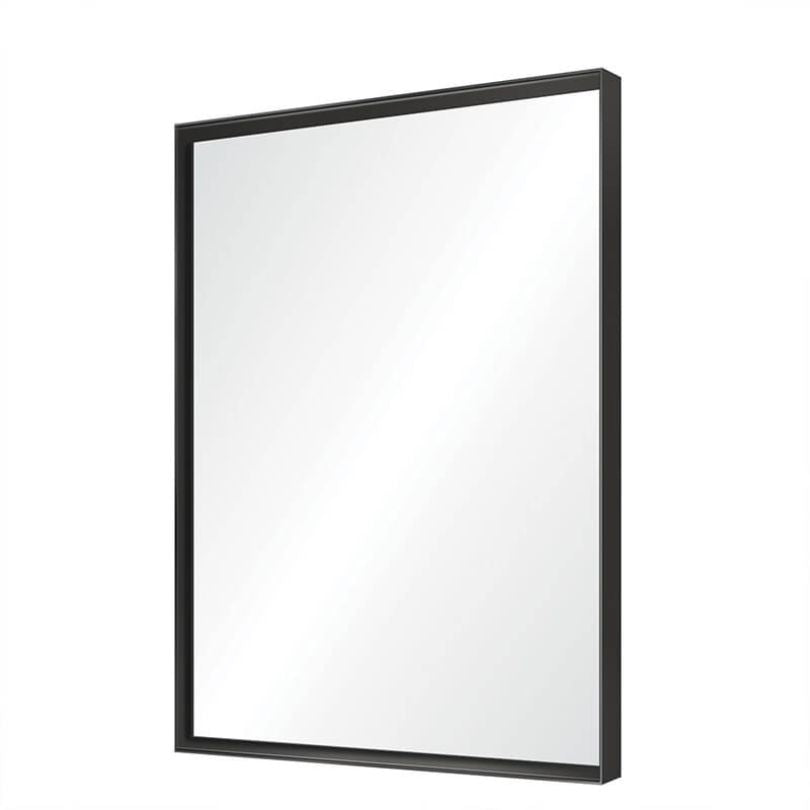 Black Square Angle Metal-frame Wall-mounted Rectangle Bathroom Vanity Mirror 36" x 24"