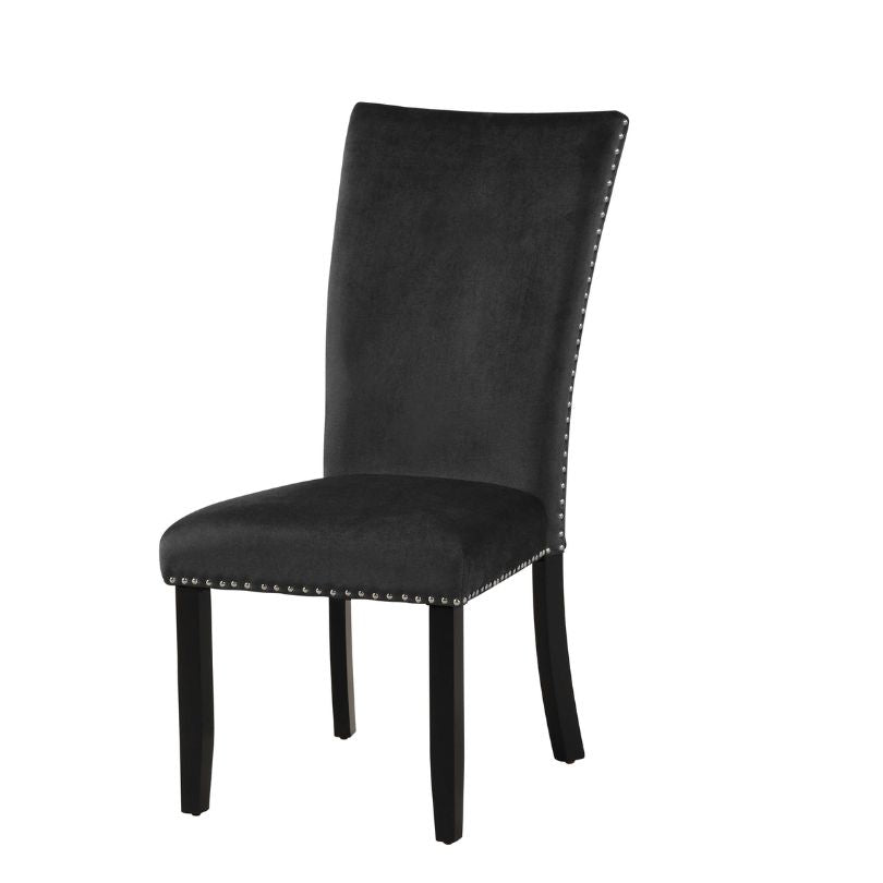 one black chair with wood legs in a white background 