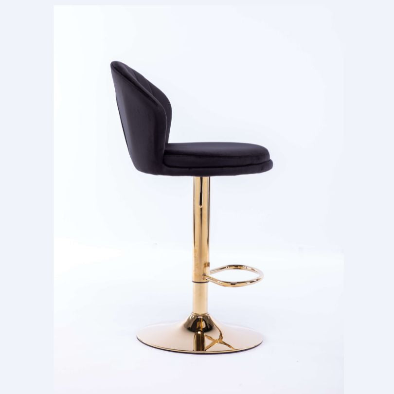 The Black velvet Height Gold stool in a white background