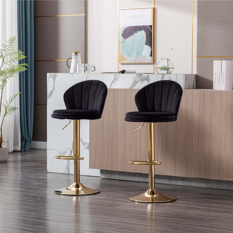 2-set of the Swivel Height Chrome Gold Stool