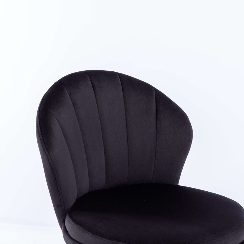 A zoom image of the black velvet fabric used for the Black Velvet Stool Gold Stool